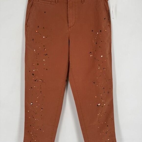 NWT GAP Straight Leg Khaki High Rise Splatter Pants Copper Size 6 Terra Cotta - Picture 11 of 12